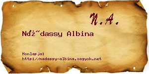 Nádassy Albina névjegykártya